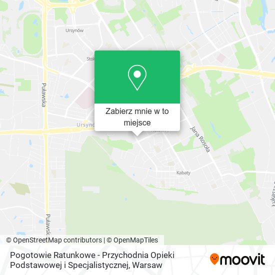 Mapa Pogotowie Ratunkowe - Przychodnia Opieki Podstawowej i Specjalistycznej