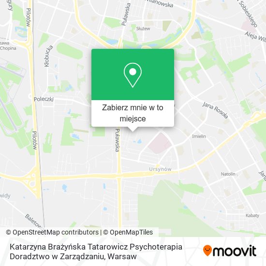 Mapa Katarzyna Brażyńska Tatarowicz Psychoterapia Doradztwo w Zarządzaniu