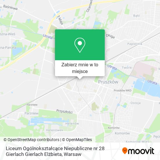 Mapa Liceum Ogólnokształcące Niepubliczne nr 28 Gierlach Gierlach Elżbieta