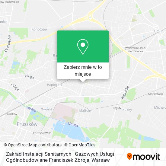 Mapa Zakład Instalacji Sanitarnych i Gazowych Usługi Ogólnobudowlane Franciszek Zbroja