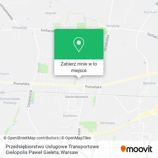 Mapa Przedsiębiorstwo Usługowe Transportowe Gielopolis Paweł Gieleta