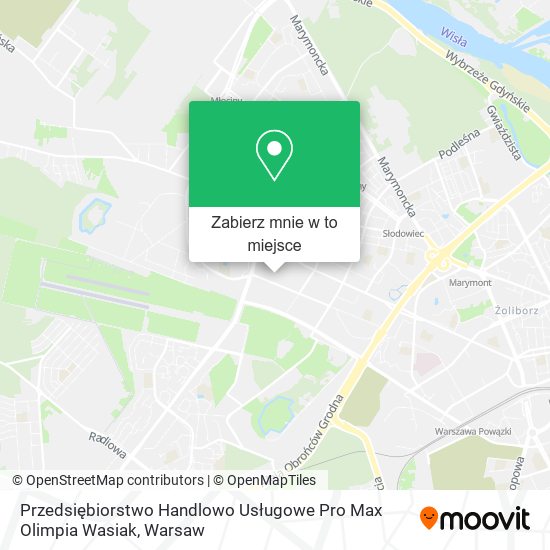 Mapa Przedsiębiorstwo Handlowo Usługowe Pro Max Olimpia Wasiak