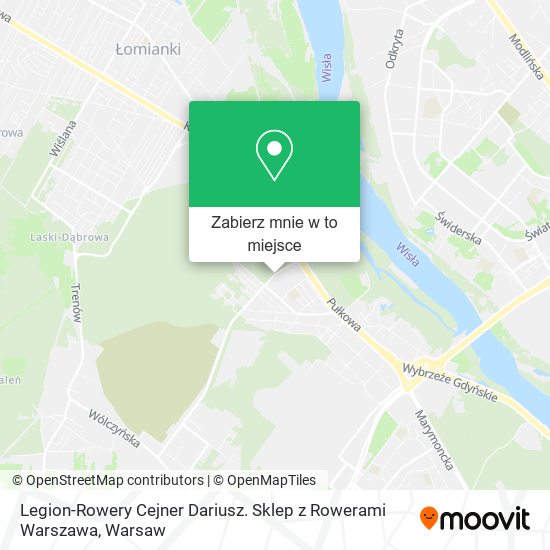 Mapa Legion-Rowery Cejner Dariusz. Sklep z Rowerami Warszawa