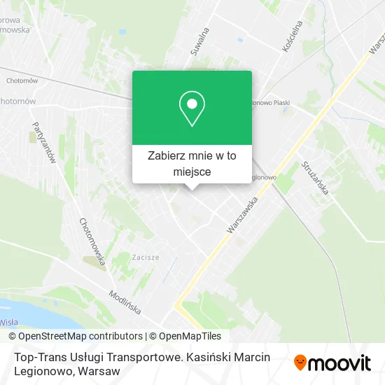 Mapa Top-Trans Usługi Transportowe. Kasiński Marcin Legionowo