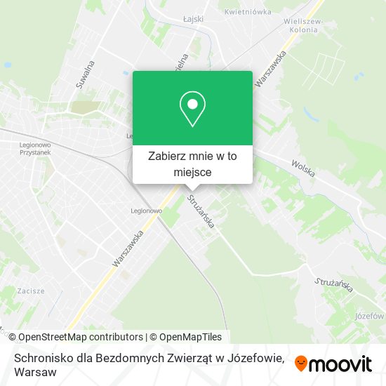 Mapa Schronisko dla Bezdomnych Zwierząt w Józefowie