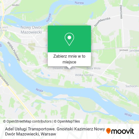 Mapa Adel Usługi Transportowe. Gnoiński Kazimierz Nowy Dwór Mazowiecki