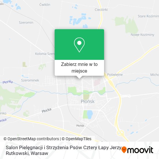 Mapa Salon Pielęgnacji i Strzyżenia Psów Cztery Łapy Jerzy Rutkowski