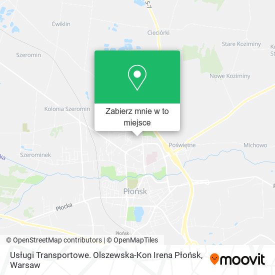 Mapa Usługi Transportowe. Olszewska-Kon Irena Płońsk