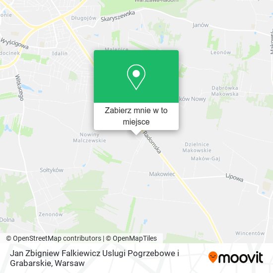 Mapa Jan Zbigniew Falkiewicz Uslugi Pogrzebowe i Grabarskie