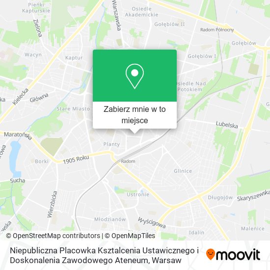 Mapa Niepubliczna Placowka Ksztalcenia Ustawicznego i Doskonalenia Zawodowego Ateneum