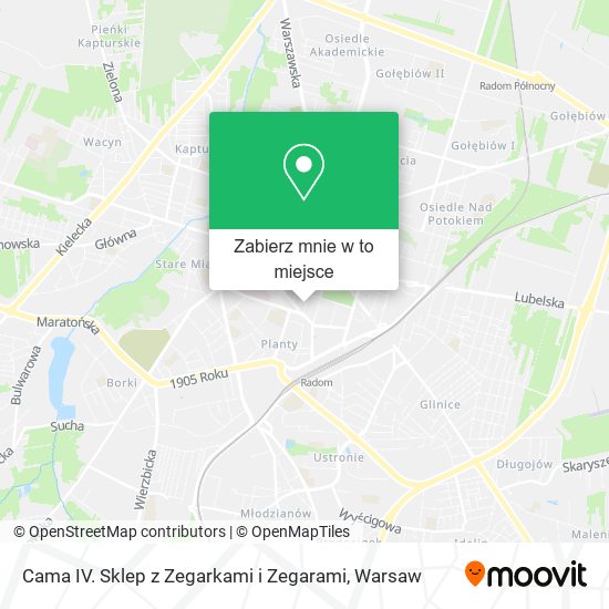 Mapa Cama IV. Sklep z Zegarkami i Zegarami