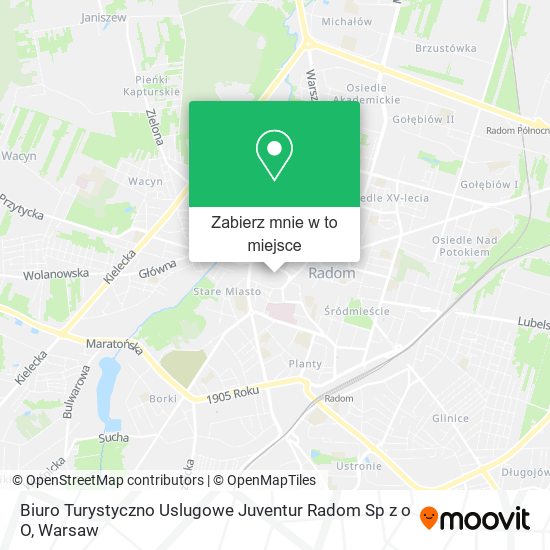 Mapa Biuro Turystyczno Uslugowe Juventur Radom Sp z o O