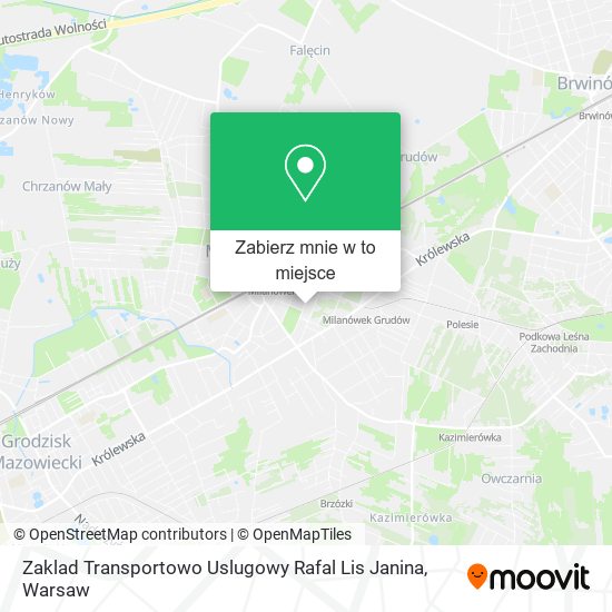 Mapa Zaklad Transportowo Uslugowy Rafal Lis Janina