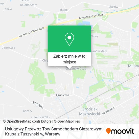 Mapa Uslugowy Przewoz Tow Samochodem Ciezarowym Krupa z Tuszynski w