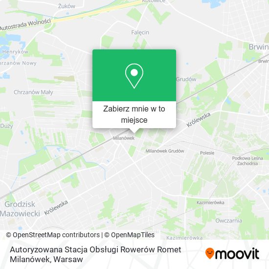 Mapa Autoryzowana Stacja Obsługi Rowerów Romet Milanówek