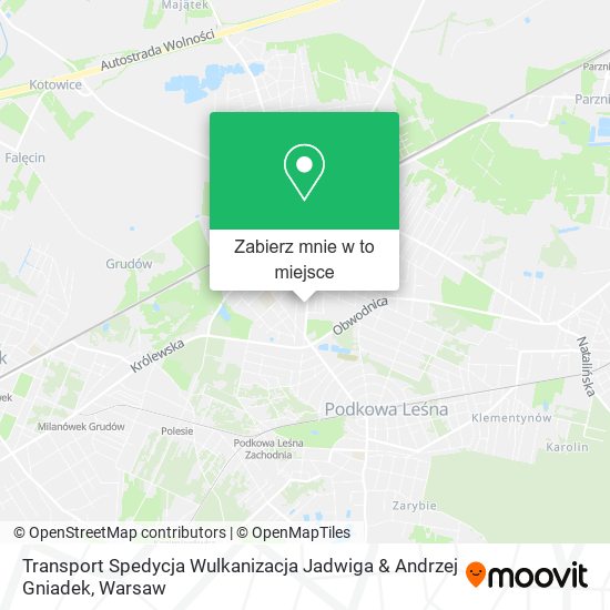 Mapa Transport Spedycja Wulkanizacja Jadwiga & Andrzej Gniadek