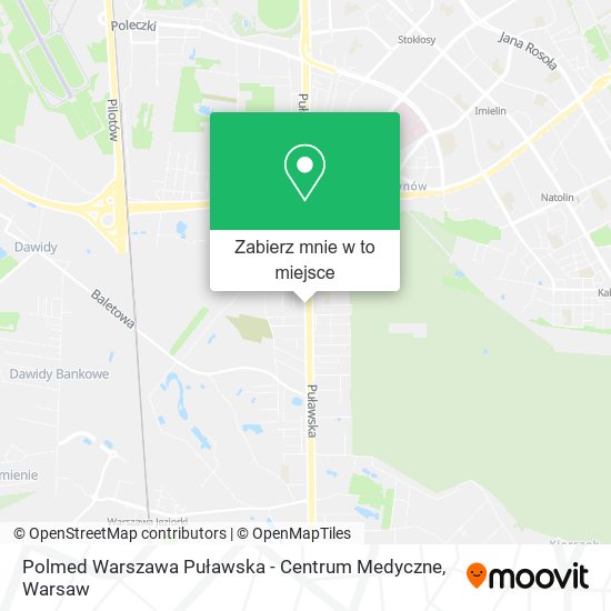 Mapa Polmed Warszawa Puławska - Centrum Medyczne