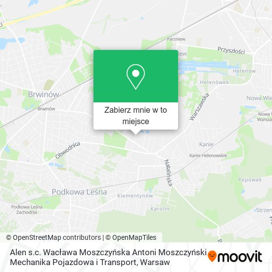 Mapa Alen s.c. Wacława Moszczyńska Antoni Moszczyński Mechanika Pojazdowa i Transport