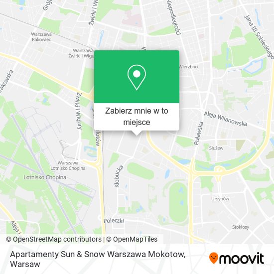 Mapa Apartamenty Sun & Snow Warszawa Mokotow