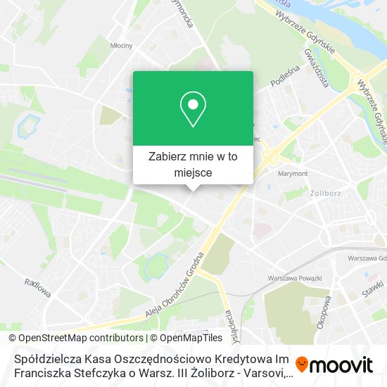 Mapa Spółdzielcza Kasa Oszczędnościowo Kredytowa Im Franciszka Stefczyka o Warsz. III Żoliborz - Varsovi