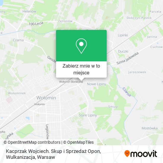 Mapa Kacprzak Wojciech. Skup i Sprzedaż Opon, Wulkanizacja