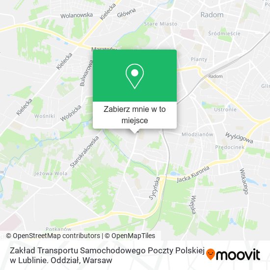 Mapa Zakład Transportu Samochodowego Poczty Polskiej w Lublinie. Oddział