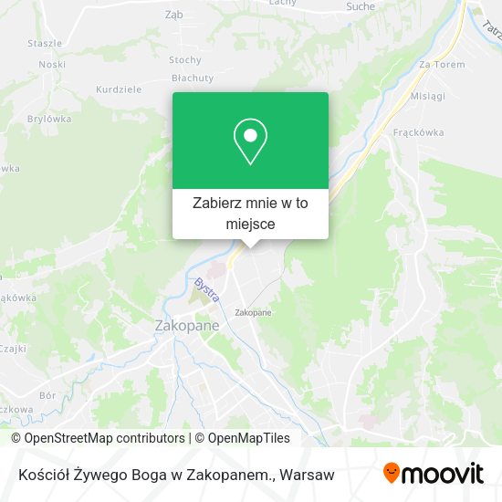 Mapa Kościół Żywego Boga w Zakopanem.