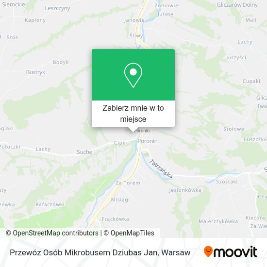 Mapa Przewóz Osób Mikrobusem Dziubas Jan