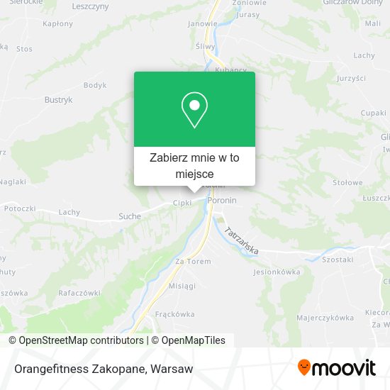 Mapa Orangefitness Zakopane