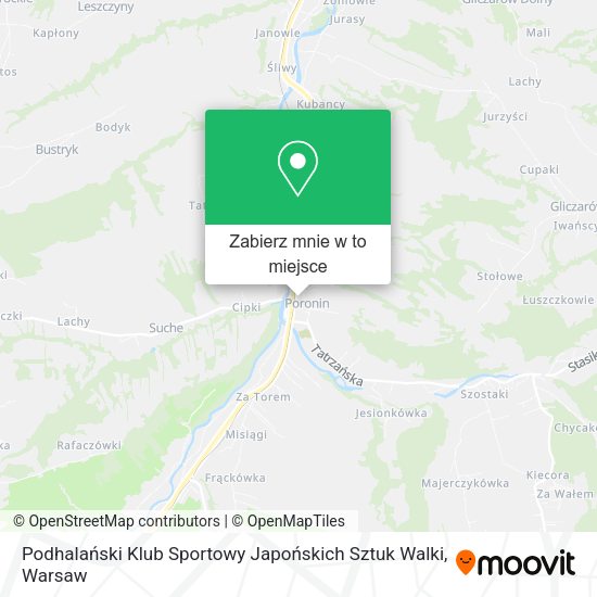 Mapa Podhalański Klub Sportowy Japońskich Sztuk Walki