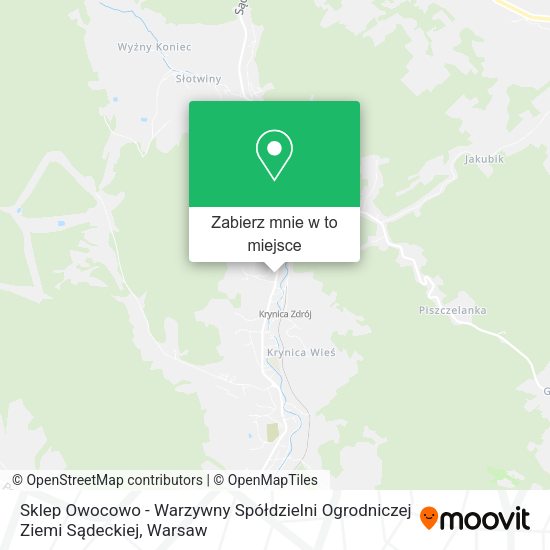 Mapa Sklep Owocowo - Warzywny Spółdzielni Ogrodniczej Ziemi Sądeckiej