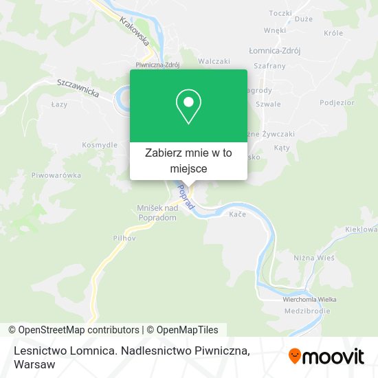 Mapa Lesnictwo Lomnica. Nadlesnictwo Piwniczna