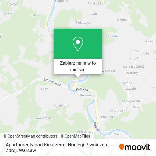 Mapa Apartamenty pod Kicarzem - Noclegi Piwniczna Zdrój