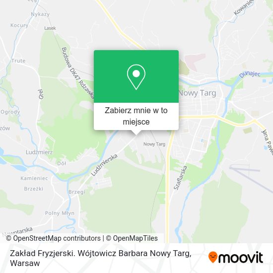 Mapa Zakład Fryzjerski. Wójtowicz Barbara Nowy Targ