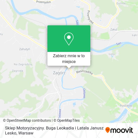 Mapa Sklep Motoryzacyjny. Buga Leokadia i Latała Janusz Lesko