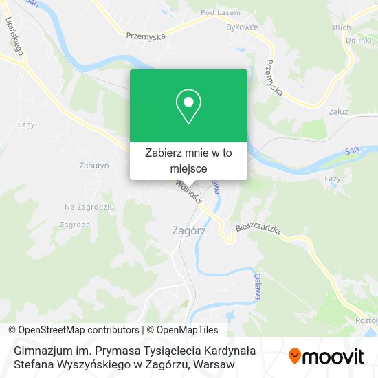 Mapa Gimnazjum im. Prymasa Tysiąclecia Kardynała Stefana Wyszyńskiego w Zagórzu