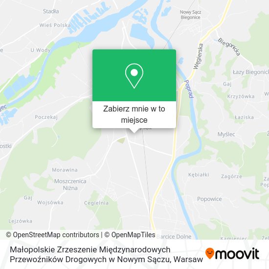 Mapa Małopolskie Zrzeszenie Międzynarodowych Przewoźników Drogowych w Nowym Sączu