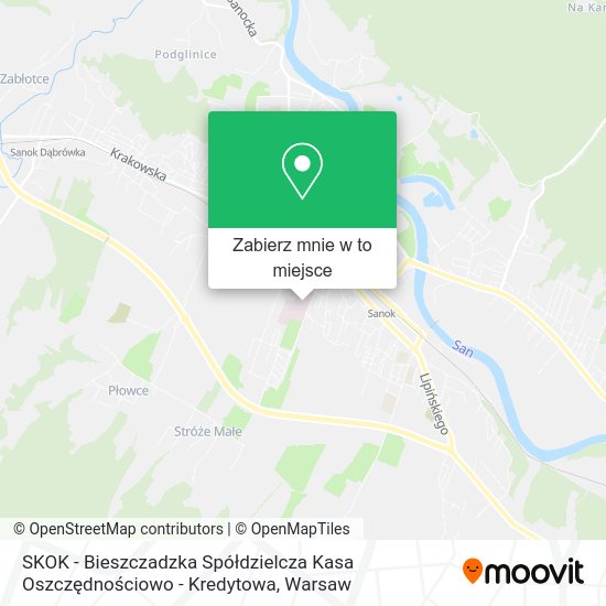 Mapa SKOK - Bieszczadzka Spółdzielcza Kasa Oszczędnościowo - Kredytowa