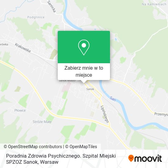 Mapa Poradnia Zdrowia Psychicznego. Szpital Miejski SPZOZ Sanok