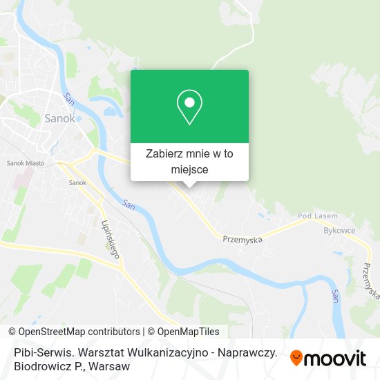 Mapa Pibi-Serwis. Warsztat Wulkanizacyjno - Naprawczy. Biodrowicz P.