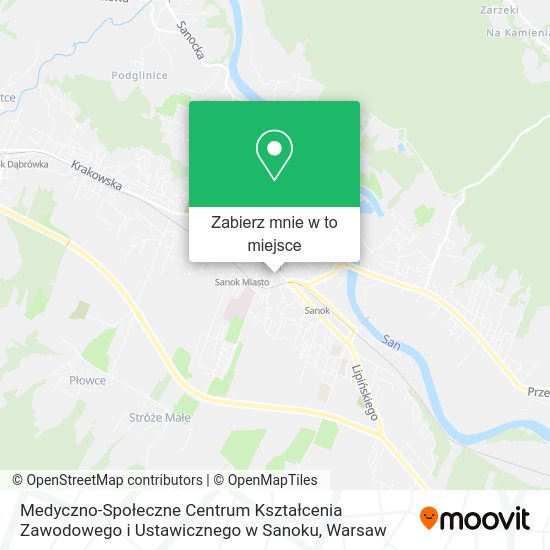 Mapa Medyczno-Społeczne Centrum Kształcenia Zawodowego i Ustawicznego w Sanoku