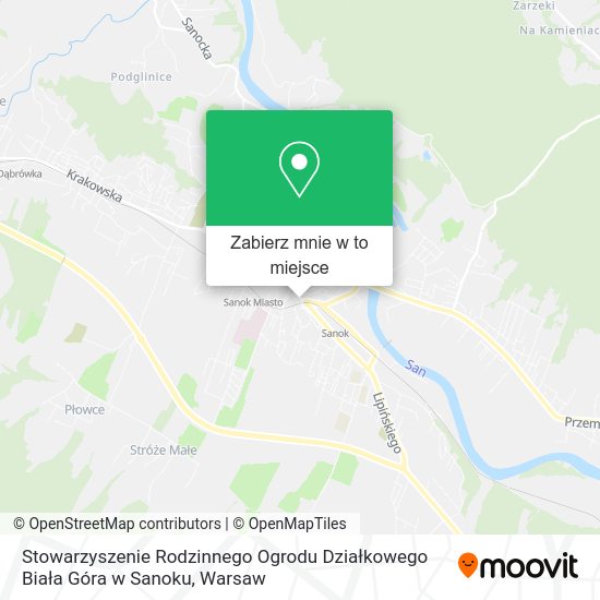 Mapa Stowarzyszenie Rodzinnego Ogrodu Działkowego Biała Góra w Sanoku