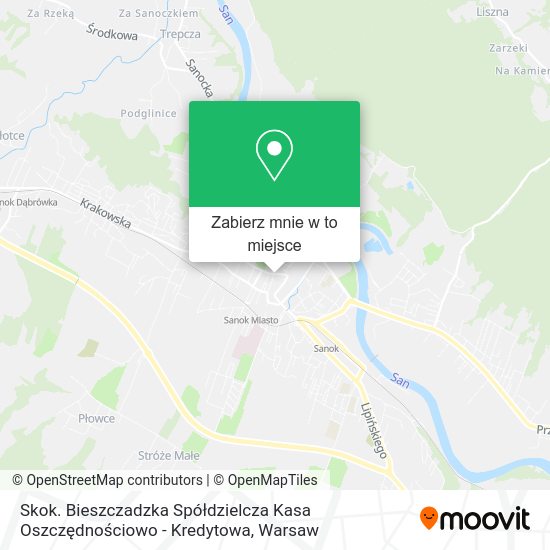 Mapa Skok. Bieszczadzka Spółdzielcza Kasa Oszczędnościowo - Kredytowa