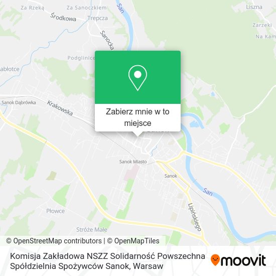 Mapa Komisja Zakładowa NSZZ Solidarność Powszechna Spółdzielnia Spożywców Sanok