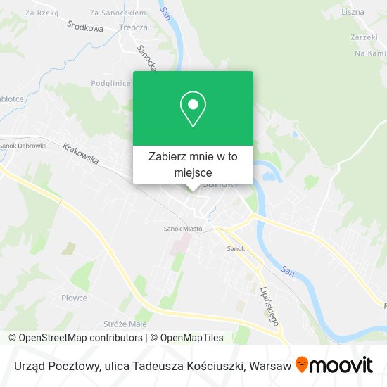 Mapa Urząd Pocztowy, ulica Tadeusza Kościuszki