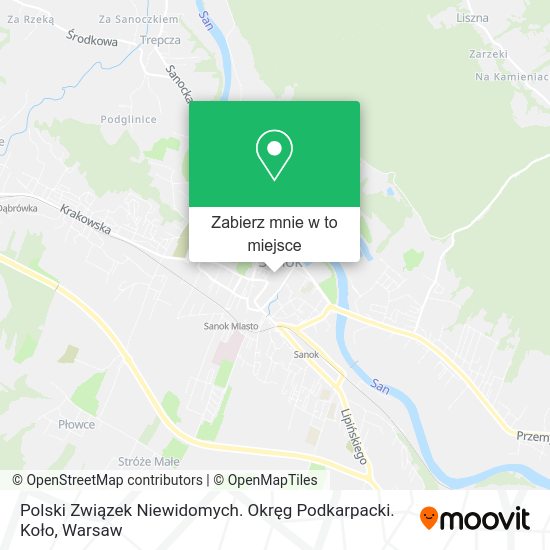 Mapa Polski Związek Niewidomych. Okręg Podkarpacki. Koło