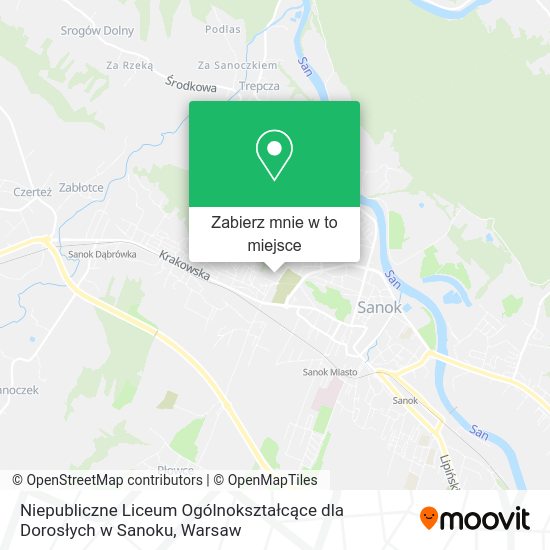 Mapa Niepubliczne Liceum Ogólnokształcące dla Dorosłych w Sanoku