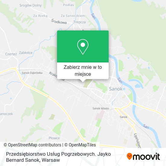 Mapa Przedsiębiorstwo Usług Pogrzebowych. Jayko Bernard Sanok