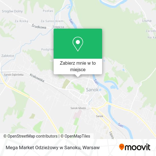 Mapa Mega Market Odzieżowy w Sanoku