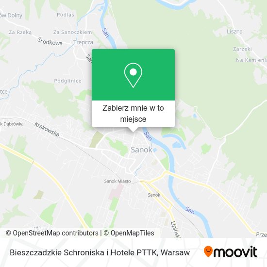 Mapa Bieszczadzkie Schroniska i Hotele PTTK